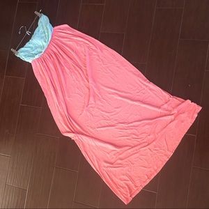 Mint and Pink Strapless Maxi (m)